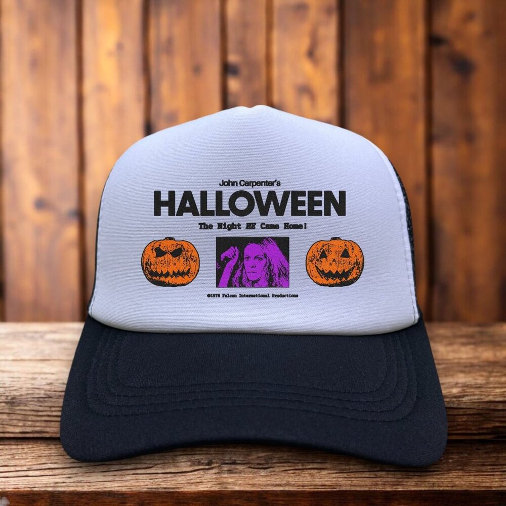 Halloween John Carpenter Mens Trucker Hat Black The Night He Came Home Poster
